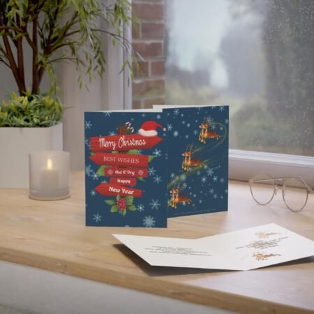 Midnight Blue Reindeer Magic Holiday Greeting Card | Christmas & New Year Edition