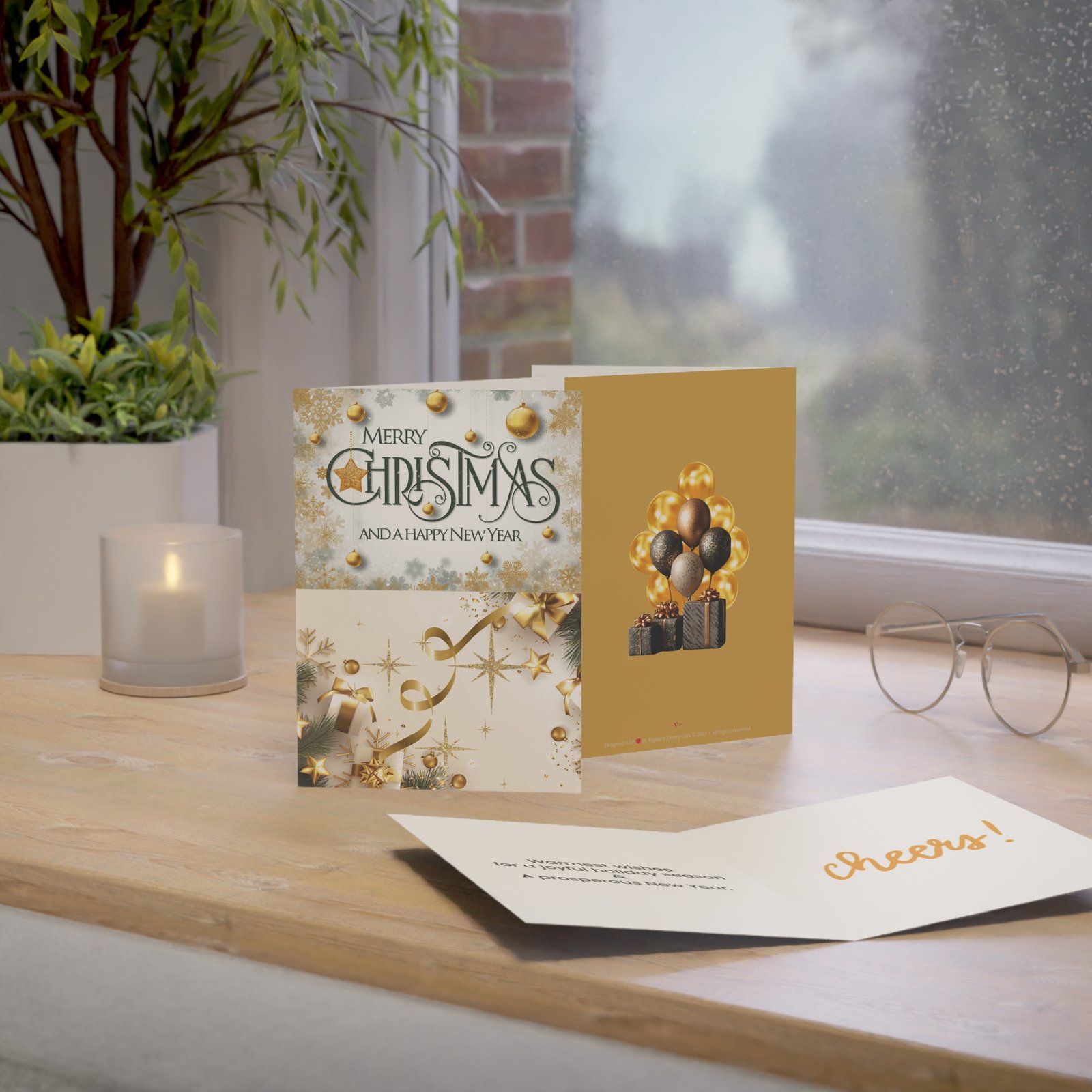 Classic Gold Holiday Greeting Card | Christmas & New Year Standard Edition