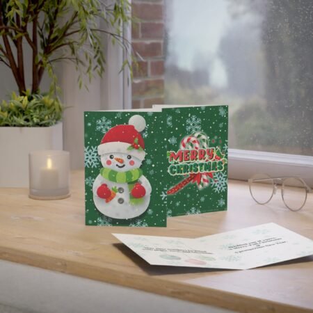 Green Blessings Snowman Holiday Greeting Card | Christmas & New Year Standard Edition