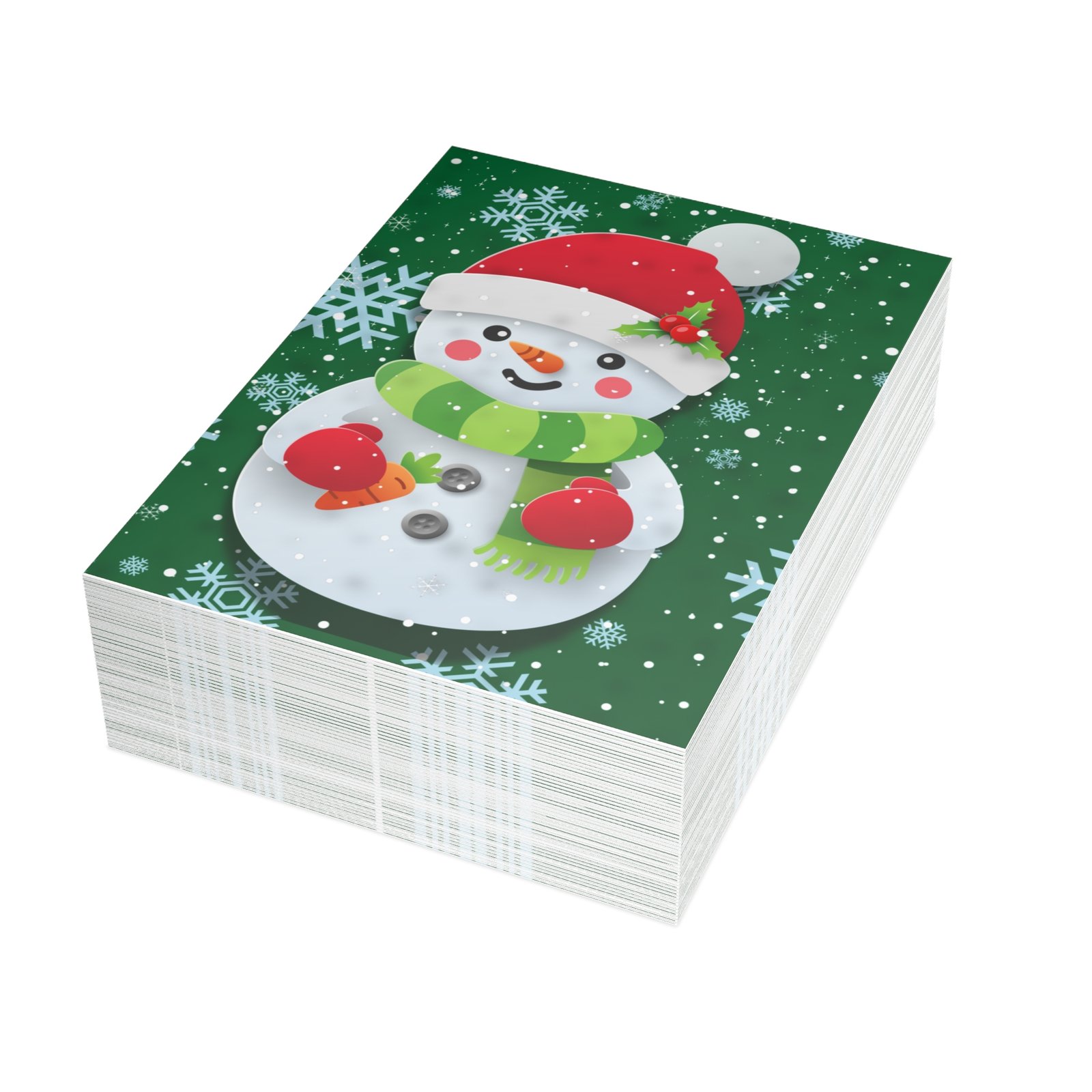Green Blessings Snowman Holiday Greeting Card | Christmas & New Year Standard Edition - Image 10