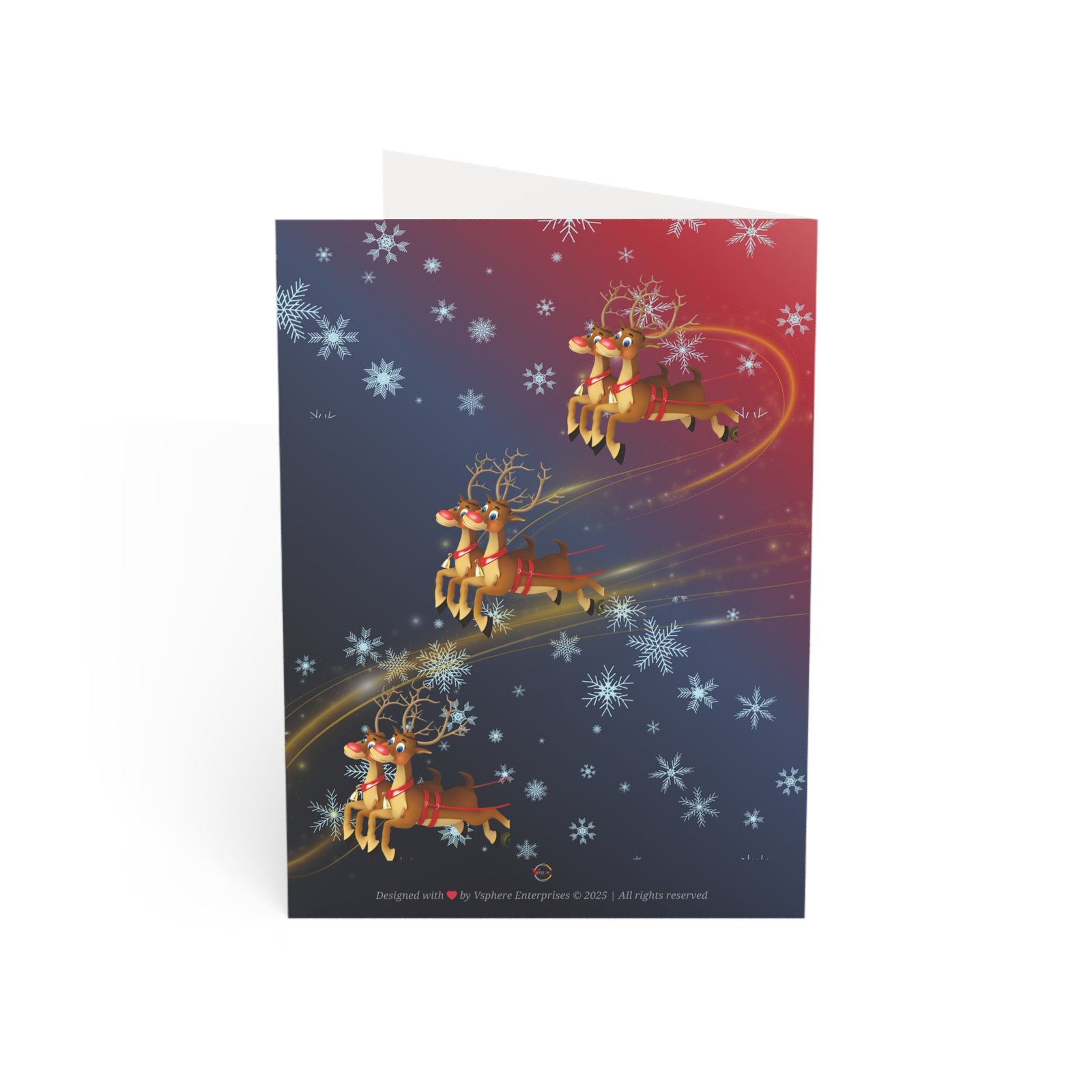 Gradient Night Sky Reindeer Magic Holiday Greeting Card | Christmas & New Year Edition - Image 3