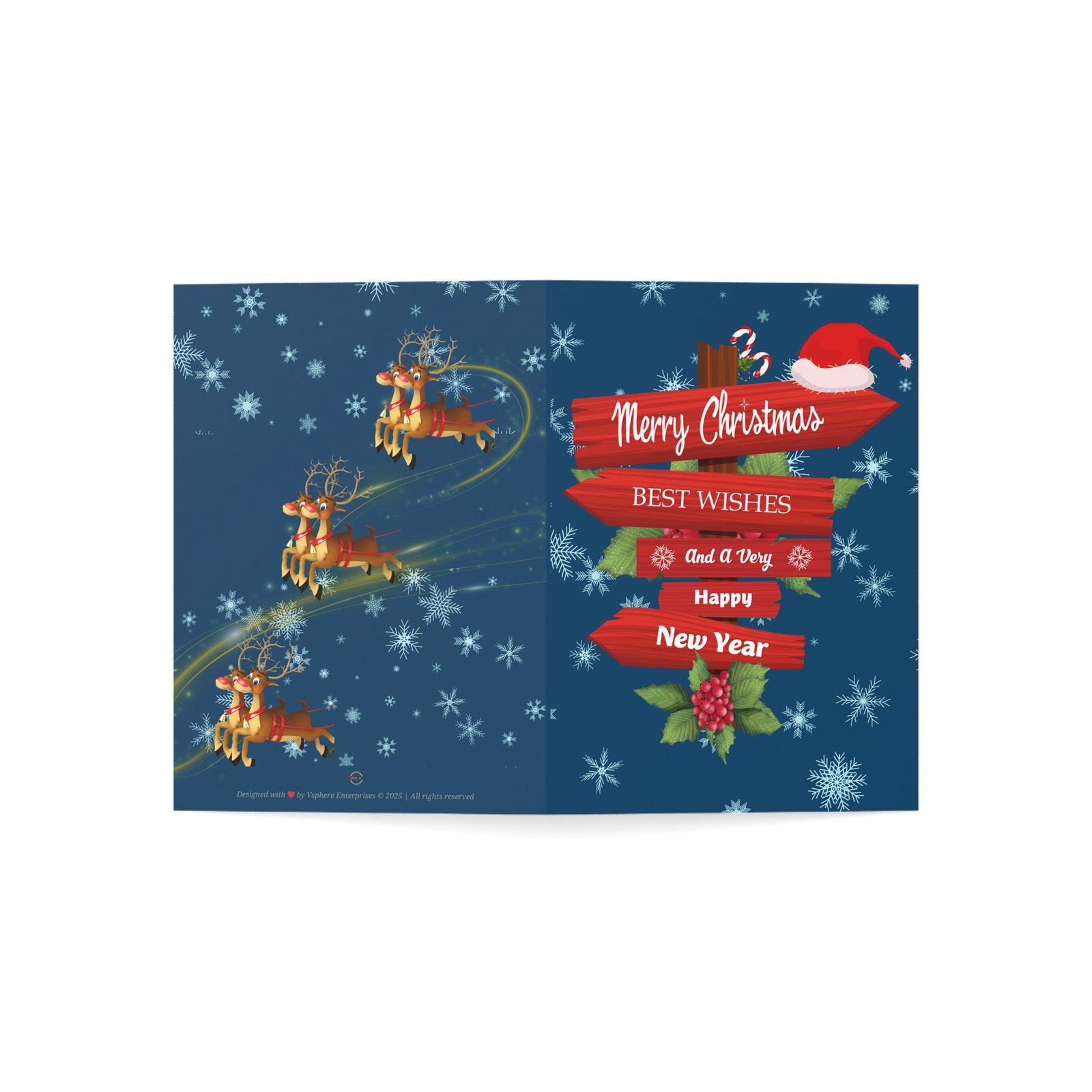 Midnight Blue Reindeer Magic Holiday Greeting Card | Christmas & New Year Edition - Image 4