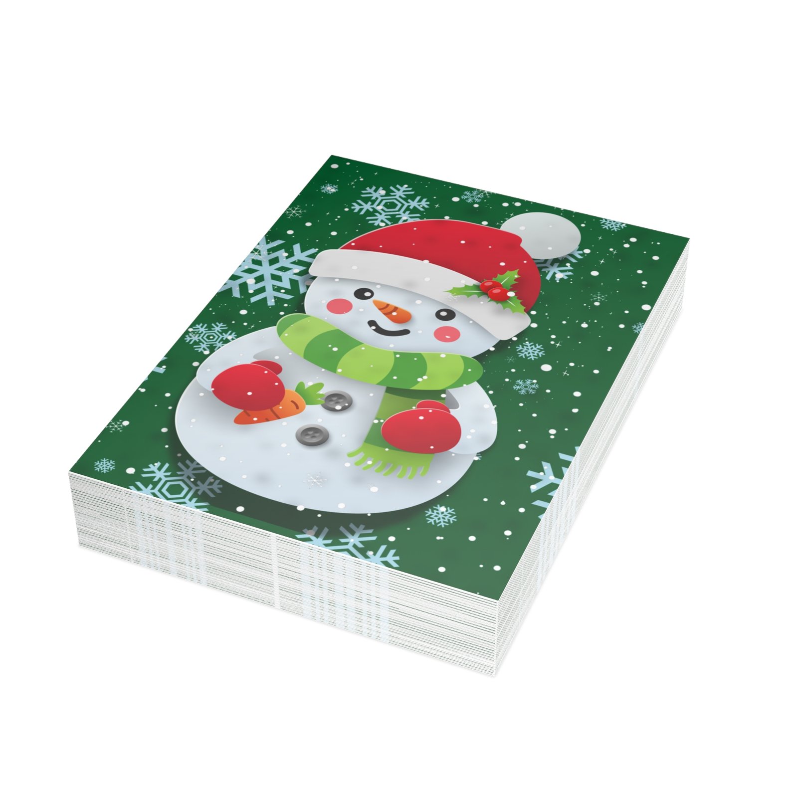 Green Blessings Snowman Holiday Greeting Card | Christmas & New Year Standard Edition - Image 8