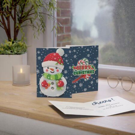 Classic Blue Snowman Holiday Greeting Card | Christmas & New Year Standard Edition