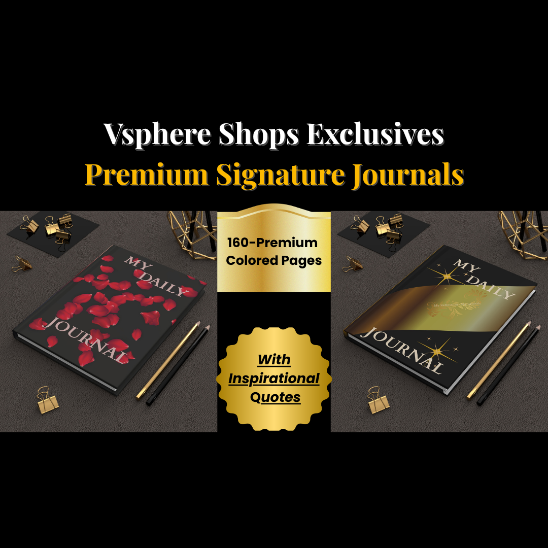 Vsphere Shops Premium Signature Journals – Rose Petals and Gold Editions